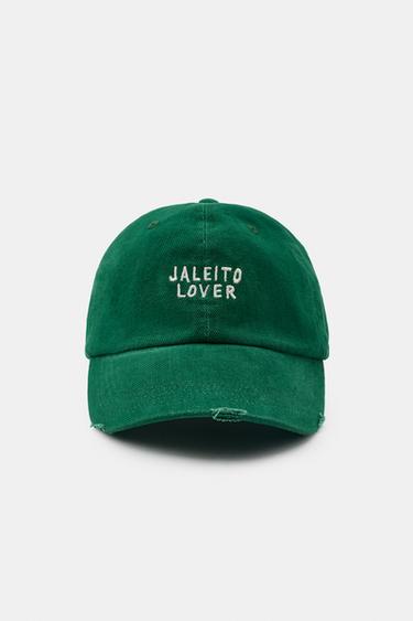EMBROIDERED TEXT TWILL CAP - Green by Zara