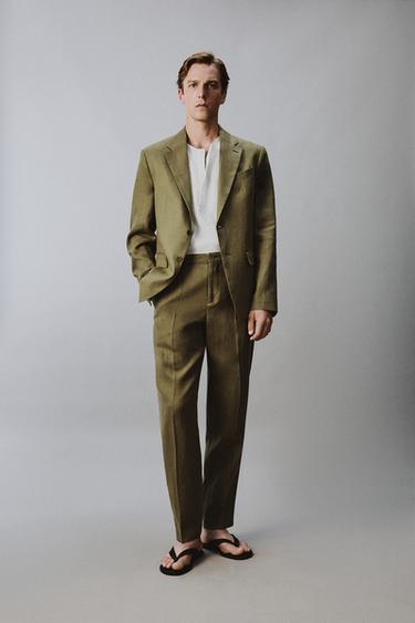 REGULAR FIT 100% LINEN SUIT - LIGHT BLUE by Zara
