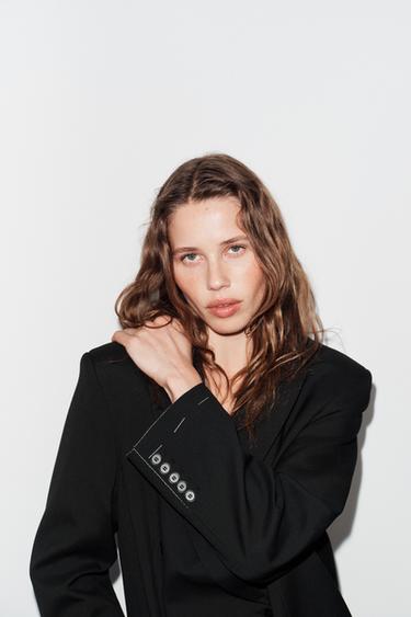 OVERSIZE BLAZER WITH TOPSTITCHING - Black by Zara
