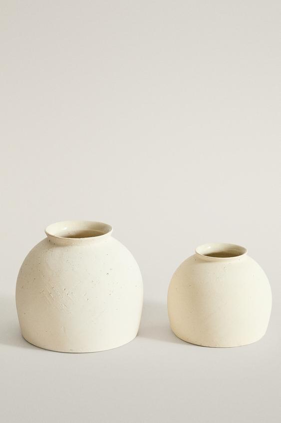 ROUND CERAMIC VASE - White by Zara - Image 0