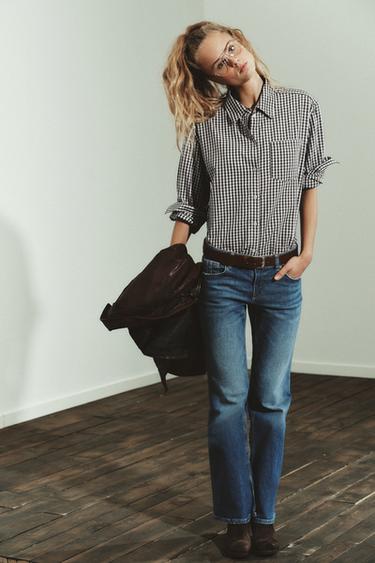 Zara TRF LOW RISE BOOTCUT POCKET JEANS - Blue