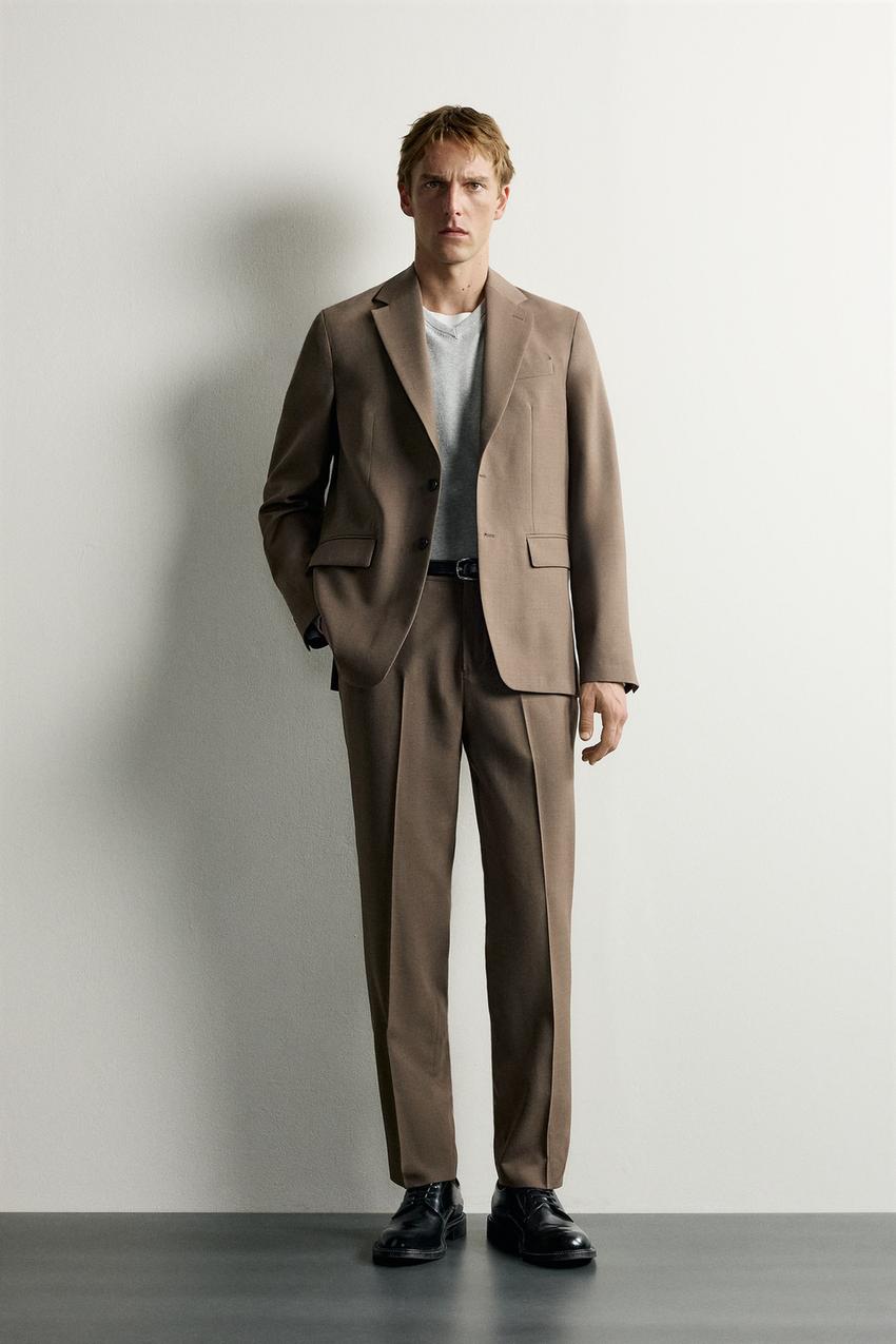 tan dress shoes grey pants REGULAR FIT SUIT - taupe brown The Barbie Collection