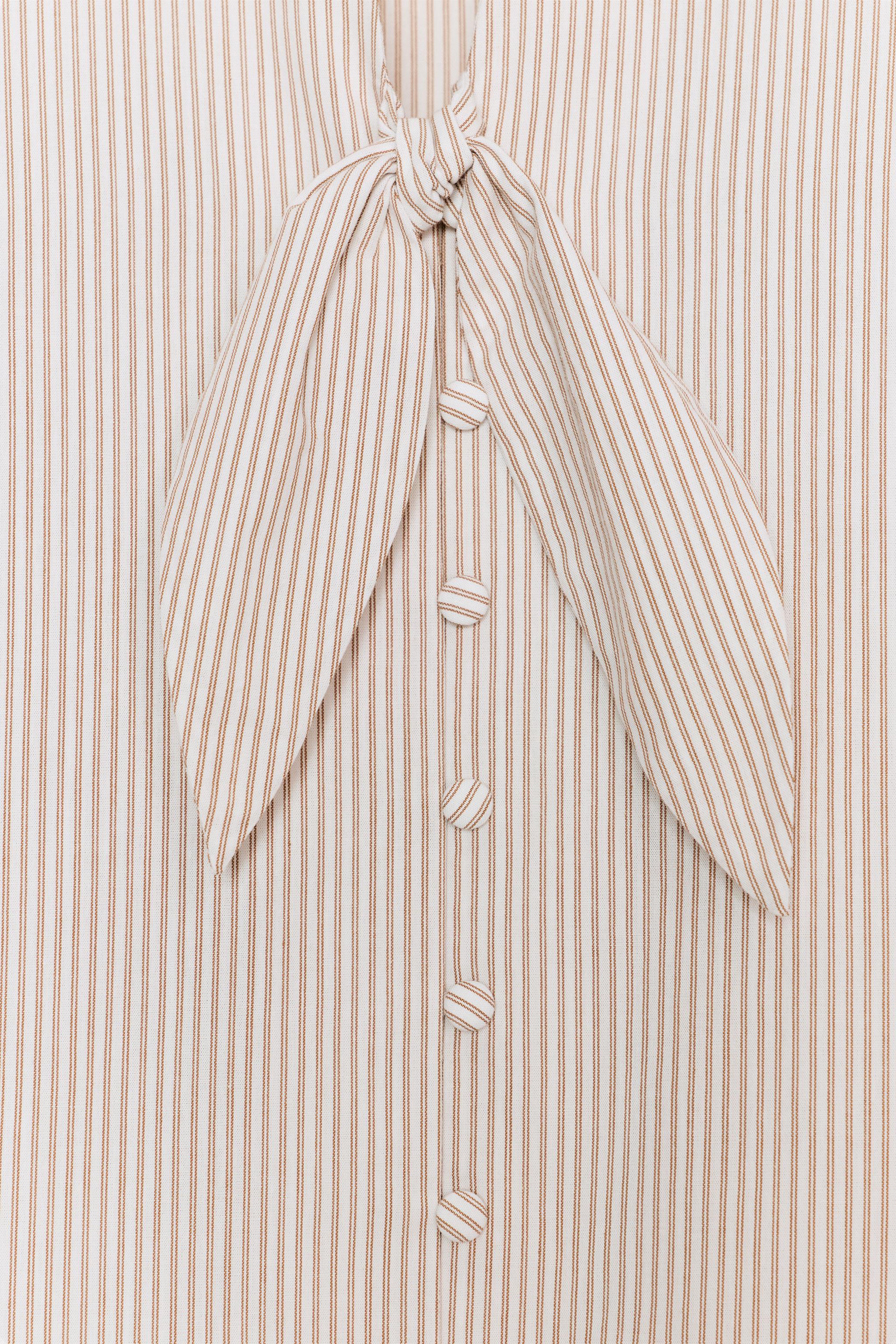 STRIPED TIE BLOUSE