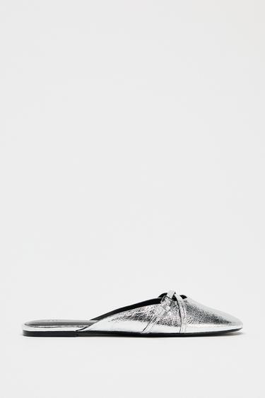 METALLIC EFFECT SLINGBACK BALLET FLATS - Silver by Zara