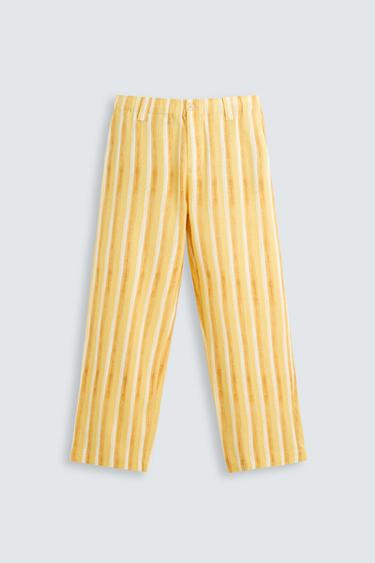 PANTALÓN RAYAS VISCOSA - LINO - Amarillo de Zara