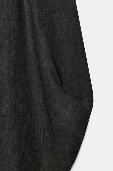 Zara ZW COLLECTION FLOWY VOLUME WOOL PANTS - Dark gray
