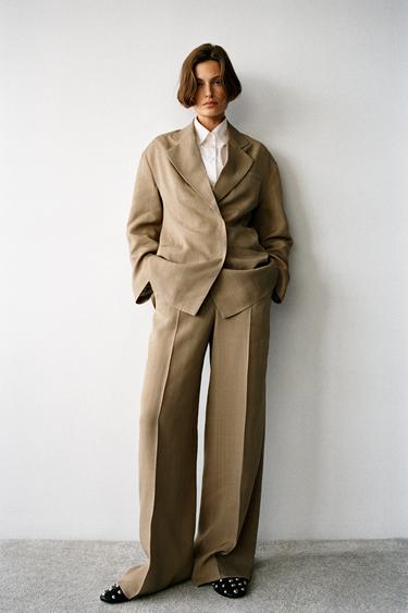 БРЮКИ ИЗ РЕЛЬЕФНОЙ ТКАНИ — ZW COLLECTION — РЫЖЕВАТО-КОРИЧНЕВЫЙ от Zara — изображение 0