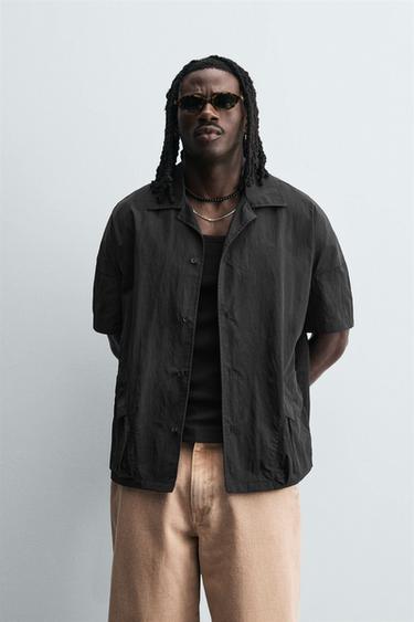 Zara LIMITED EDITION TECHNICAL POCKET SHIRT - Black