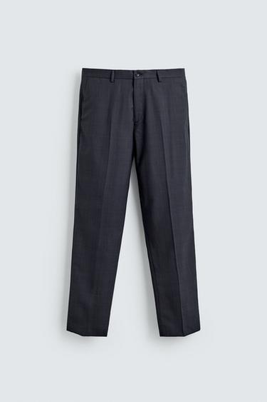 PANTALON DE COSTUME REGULAR FIT À CARREAUX - Bleu marine foncé de Zara - Image 4
