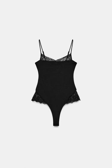 POLYAMIDE LINGERIE BODYSUIT - Black by Zara - Image 9