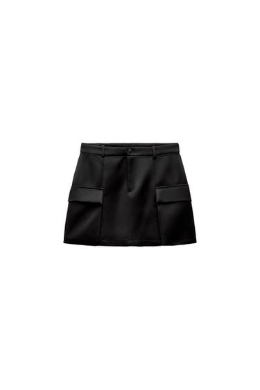 SATIN EFFECT CARGO MINI SKIRT