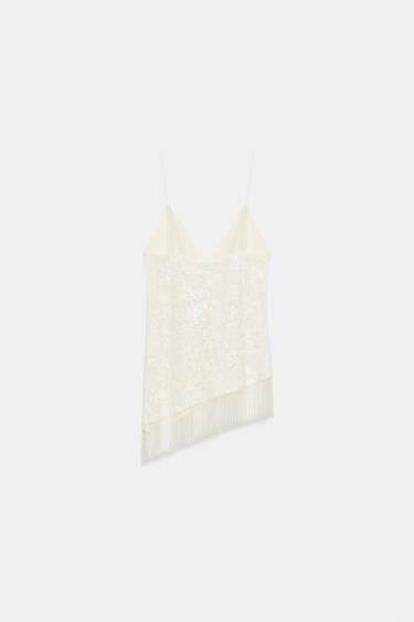 BEADED LACE TOP - Ecru by Zara - Image 6