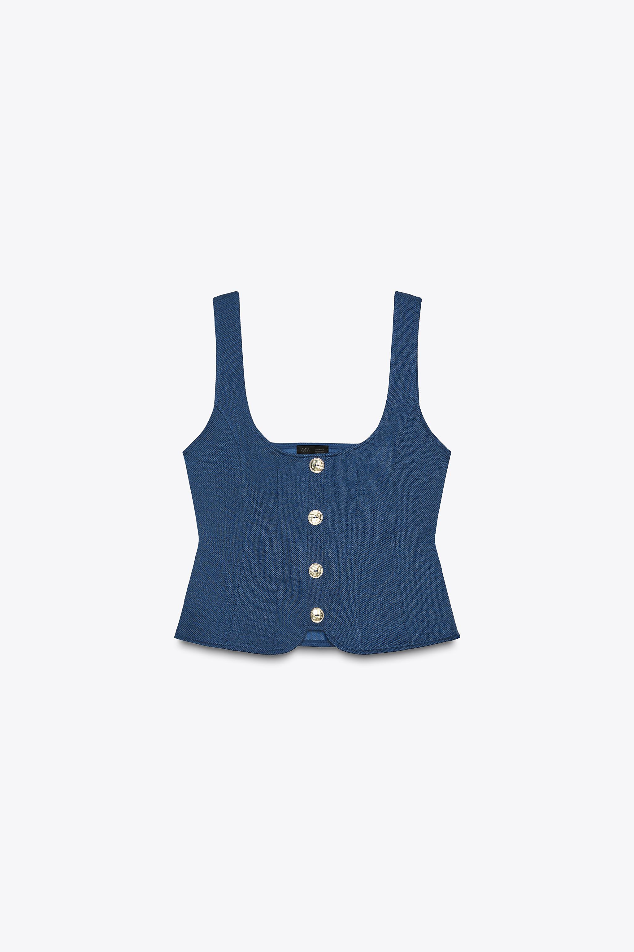 トップス 39 BUTTONED TWILL TOP - Indigo | ZARA United States