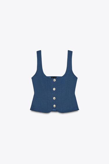 TWILL TOP WITH BUTTONS - Indigo by Zara