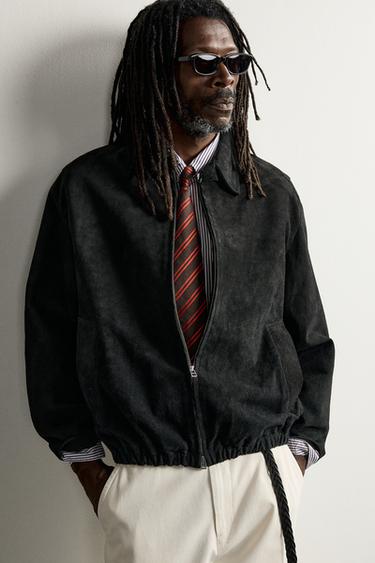 AARON LEVINE X ZARA SUEDE LEATHER JACKET — Black 1