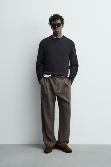 WOOL BLEND PLEATED TROUSERS - Taupe grey by Zara