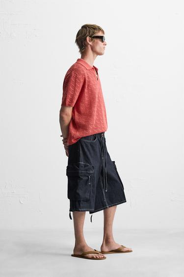 OPEN KNIT POLO SHIRT - Red by Zara - Image 3