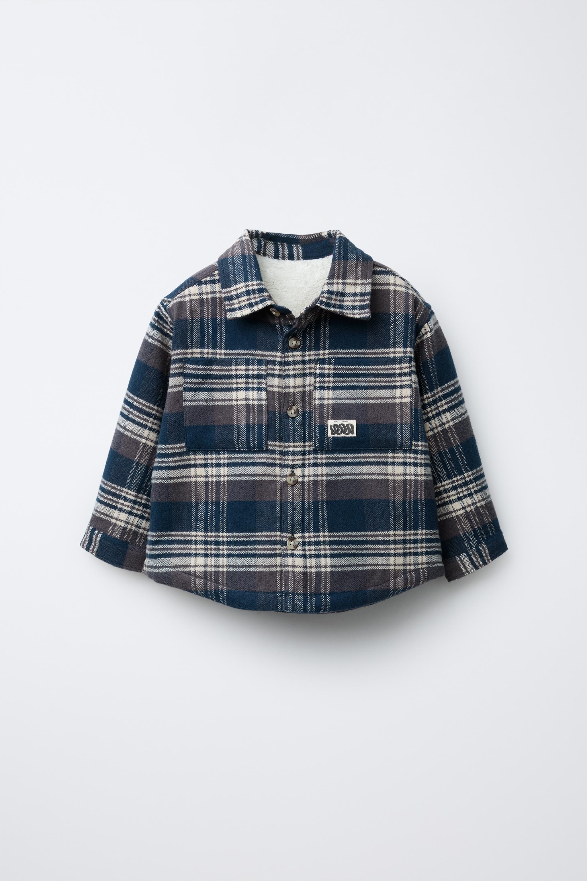 PLAID PRINT FLEECE LINED OVERSHIRT
