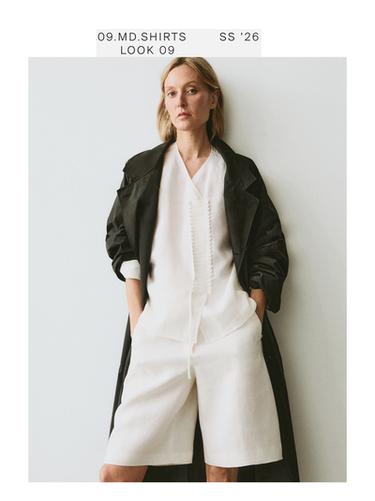 Camisa fluida detalle pechera - Blanco de Zara