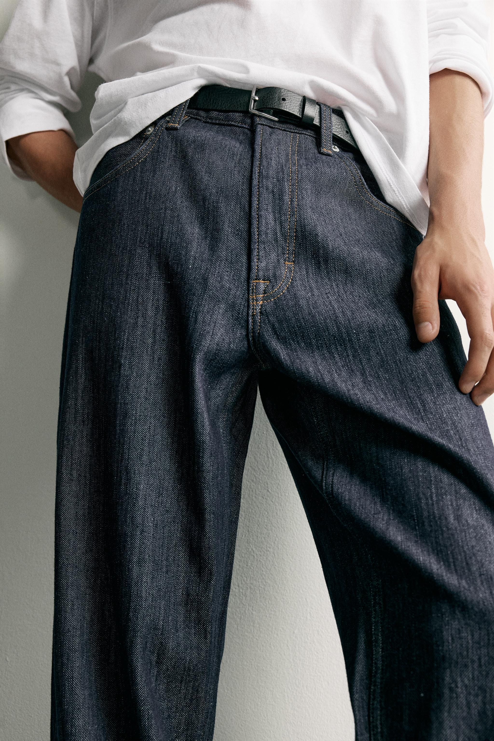 Мужские джинсы Zara CONTRAST TURN-UP STRAIGHT FIT JEANS — фото 5