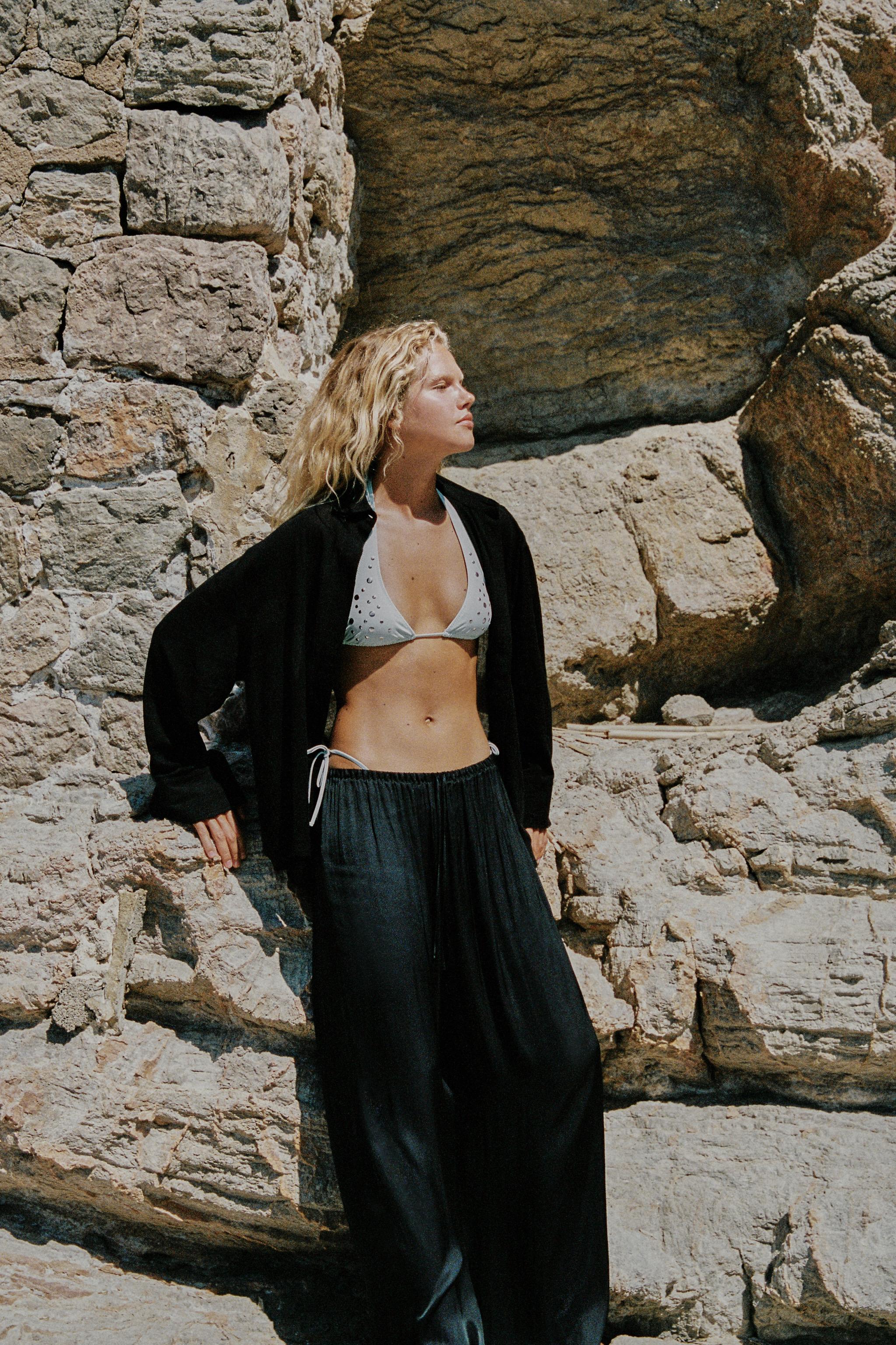 OVERSIZED GAUZE SHIRT WITH POCKET — Black