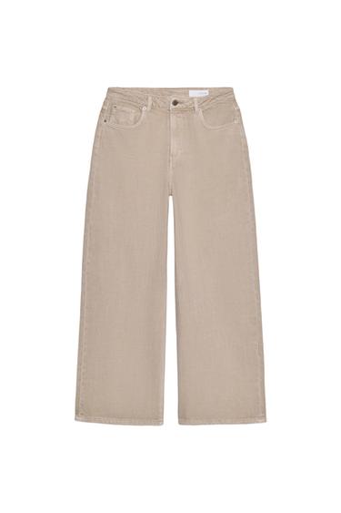 JEANS ZW COLLECTION WIDE LEG TIRO ALTO - Beige de Zara