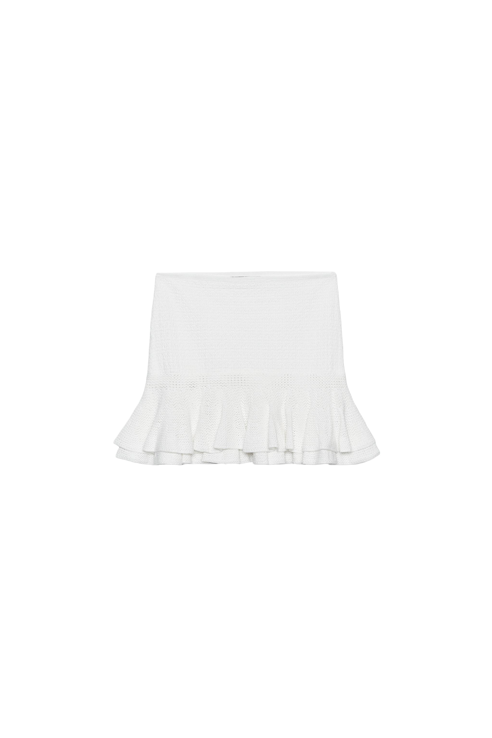 RUFFLED KNIT MINI SKIRT - White | ZARA Canada