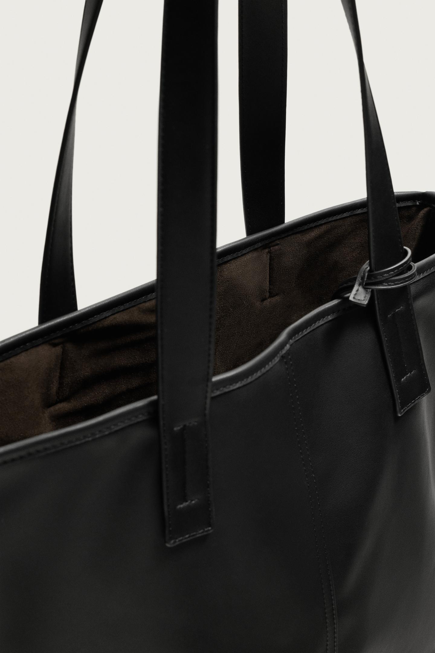 Мужская сумка Zara Reversible Shopper, цвет: Чёрный — фото 10