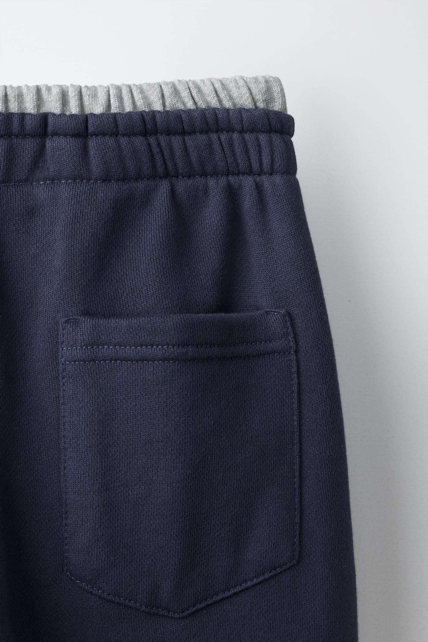 Детские брюки Zara Double Waistband Text Jogger, цвет: Тёмно-синий — фото 4