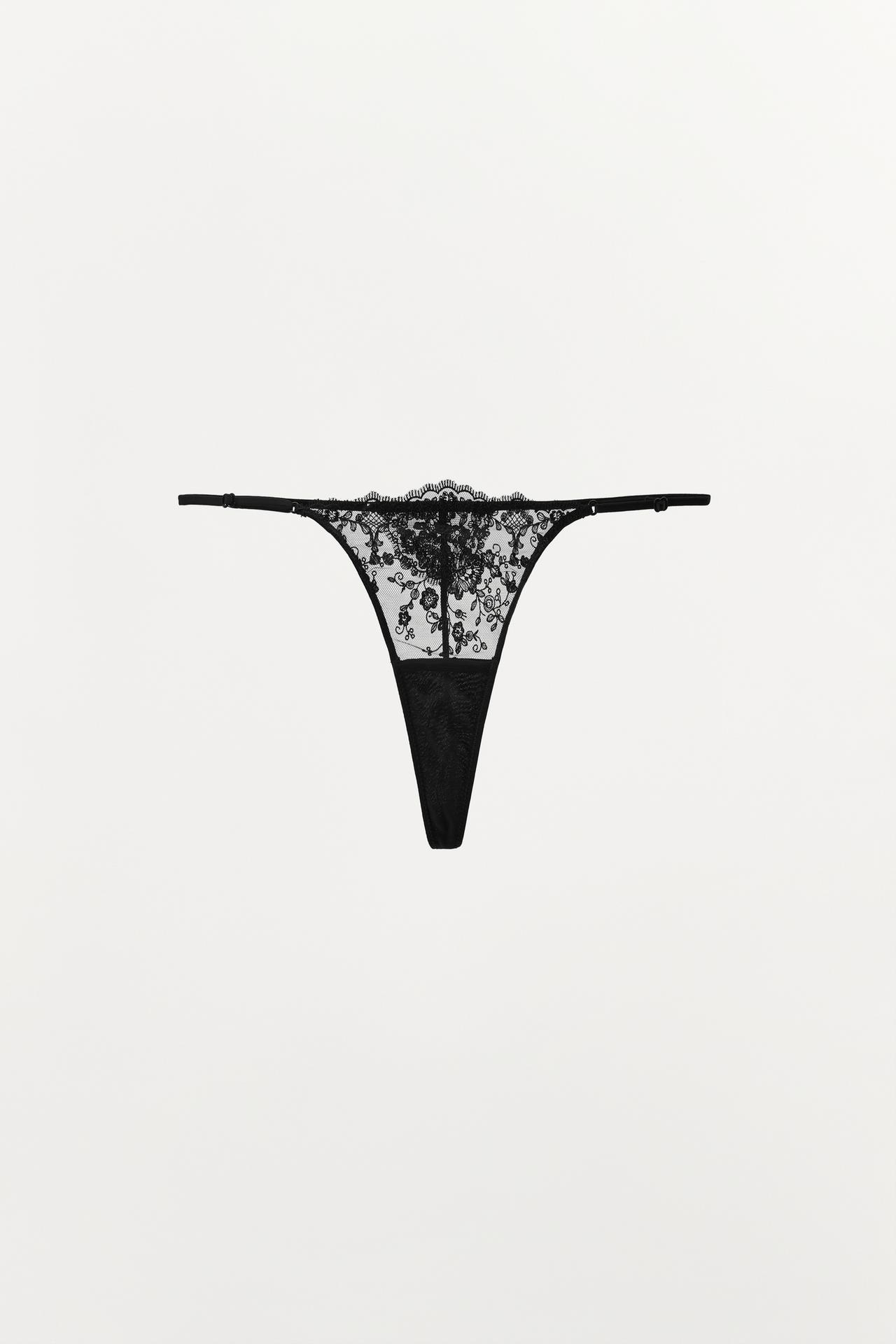 LACE THONG — Black