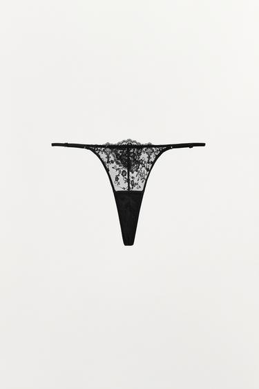 LACE THONG — Black 1