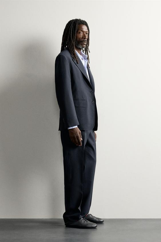 BLAZER DE COSTUME 100 % LAINE AARON LEVINE X ZARA - Bleu marine de Zara - Image 3