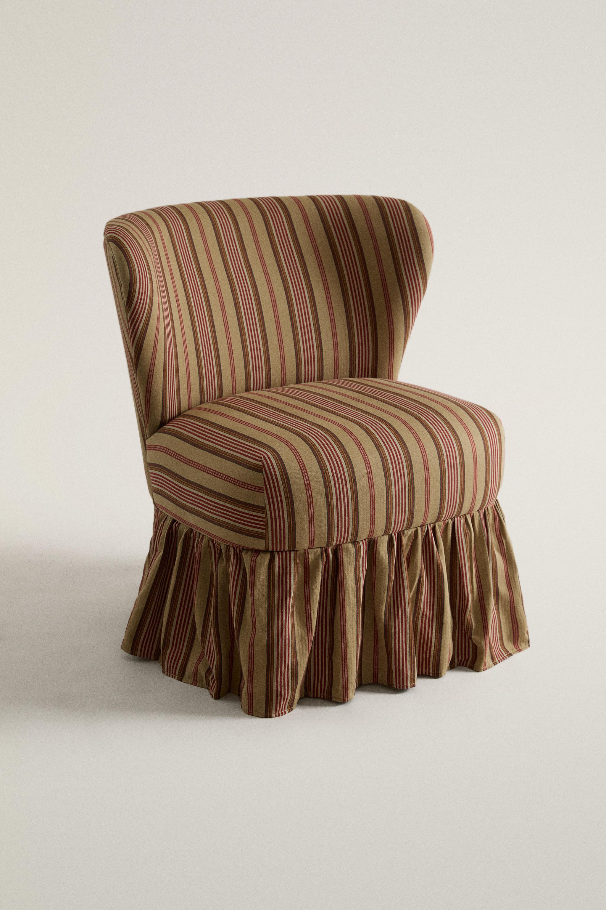 STRIPED ACCENT CHAIR WITH RUFFLE | KATHARINE POLE