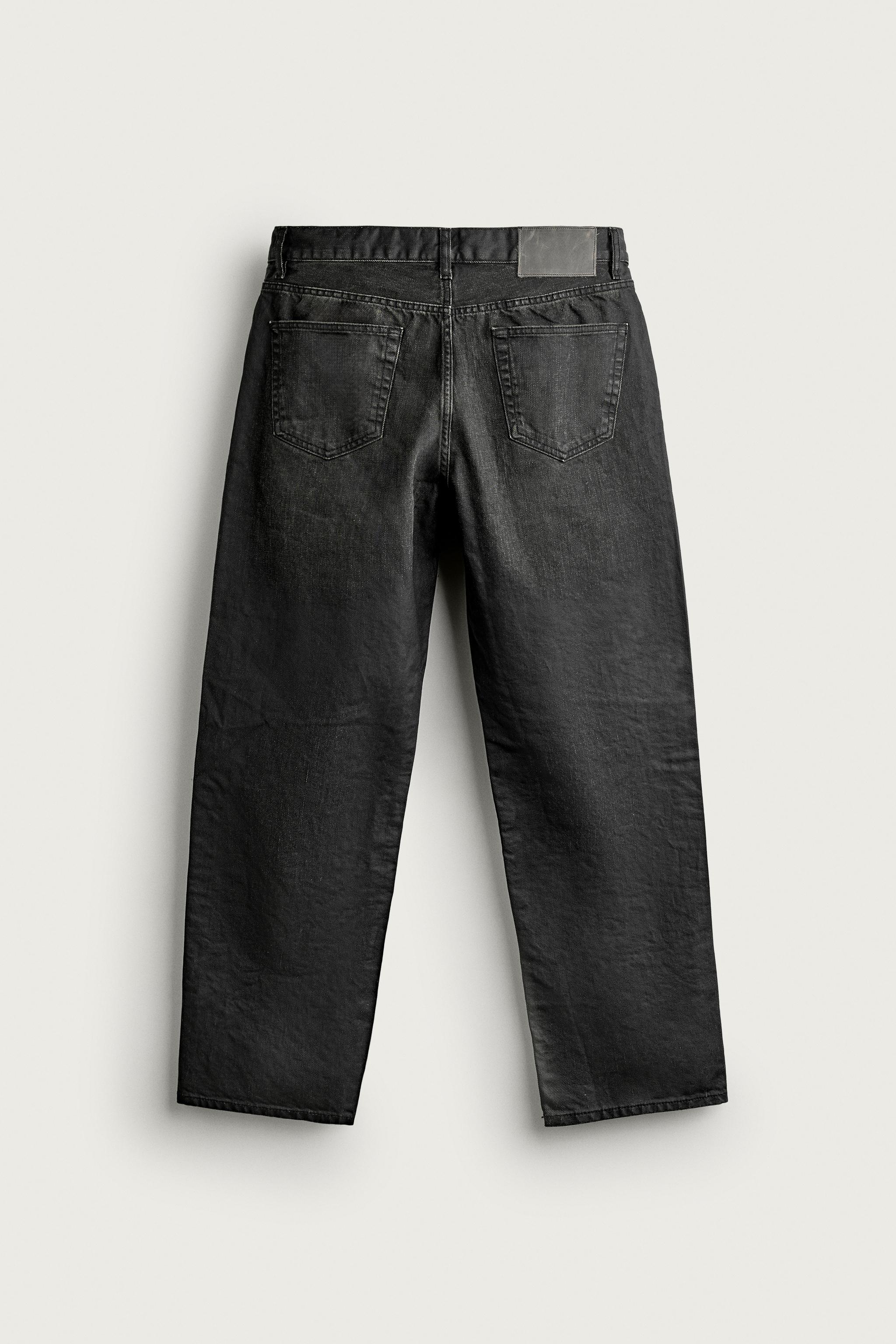 WAXED-EFFECT STRAIGHT-FIT JEANS