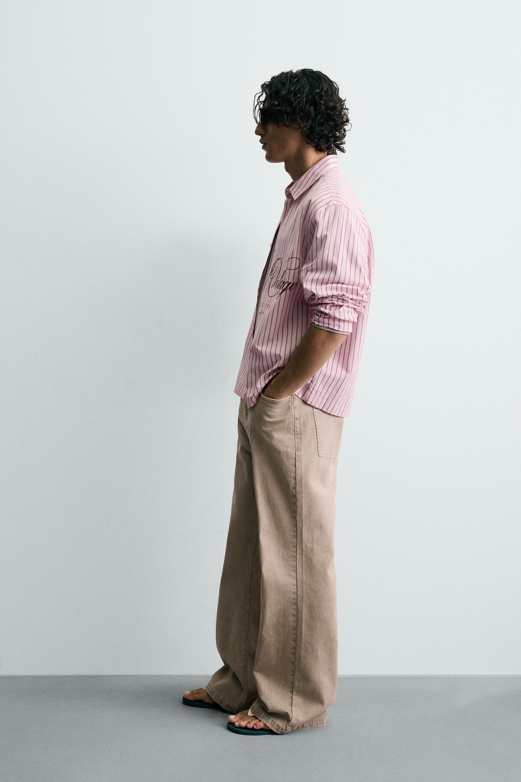 RELAXED FIT PLAID TEXT SHIRT