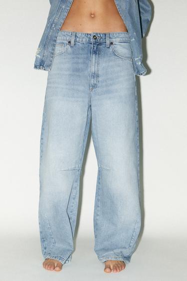 JEANS TRF BAGGY BALLOON MITTELHOHER BUND - Hellblau von Zara