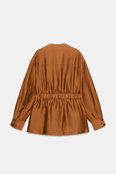 BELTED LINEN BLEND SAFARI JACKET - Curry by Zara - Image 7