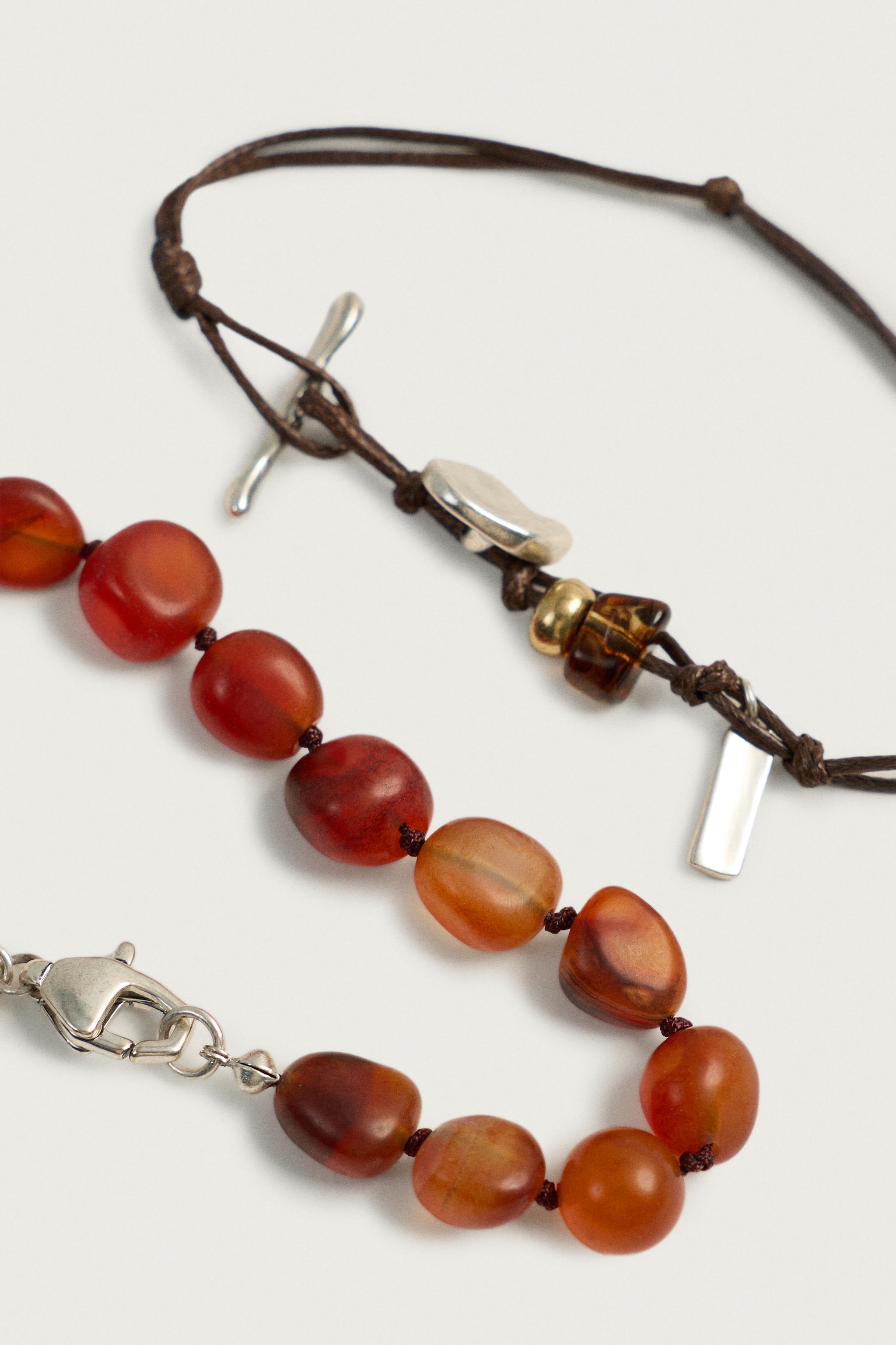 Мужские аксессуары Zara 2-PACK COMBINED BRACELETS — фото 4