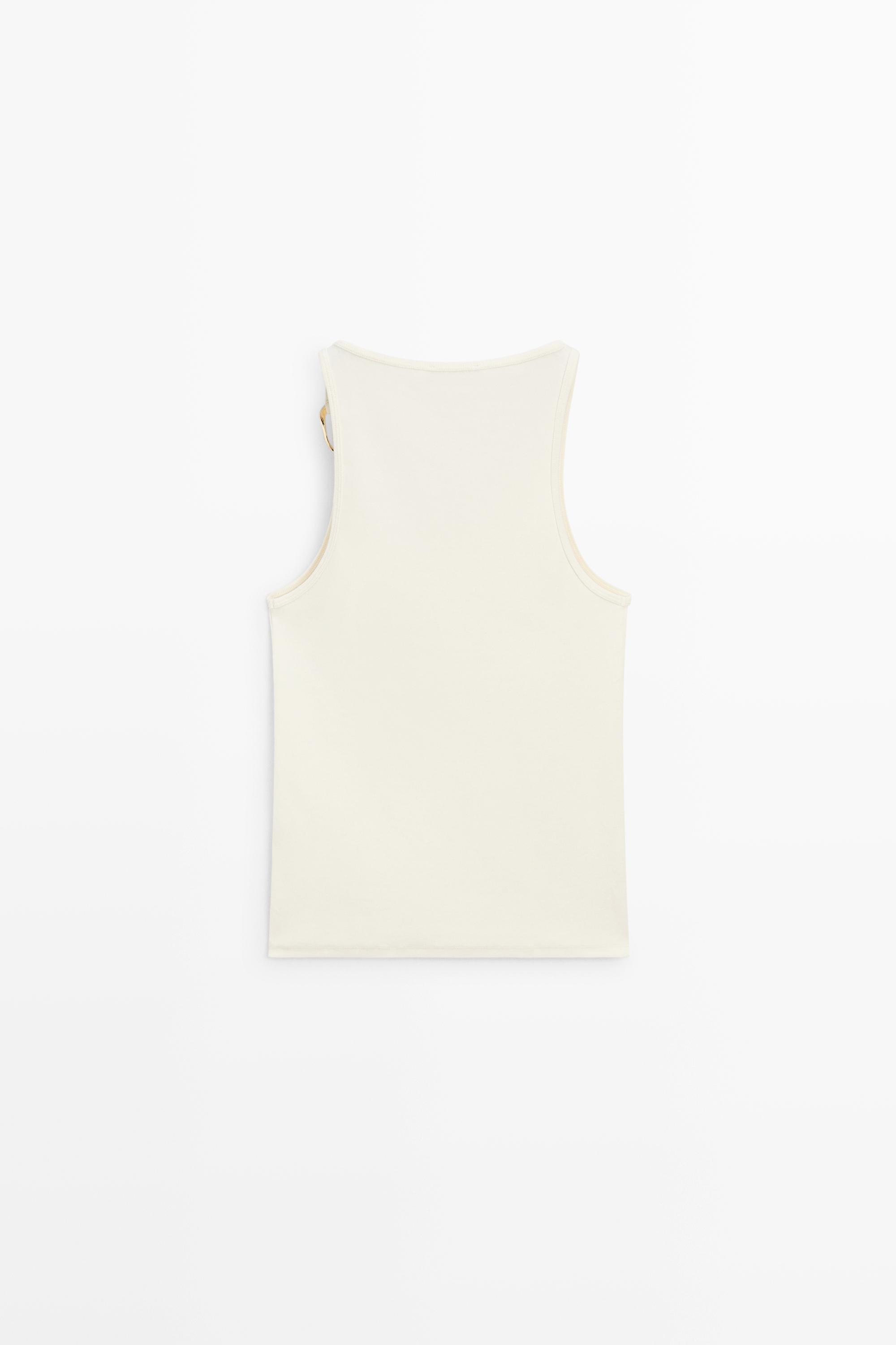 Cotton blend jeweled detail top