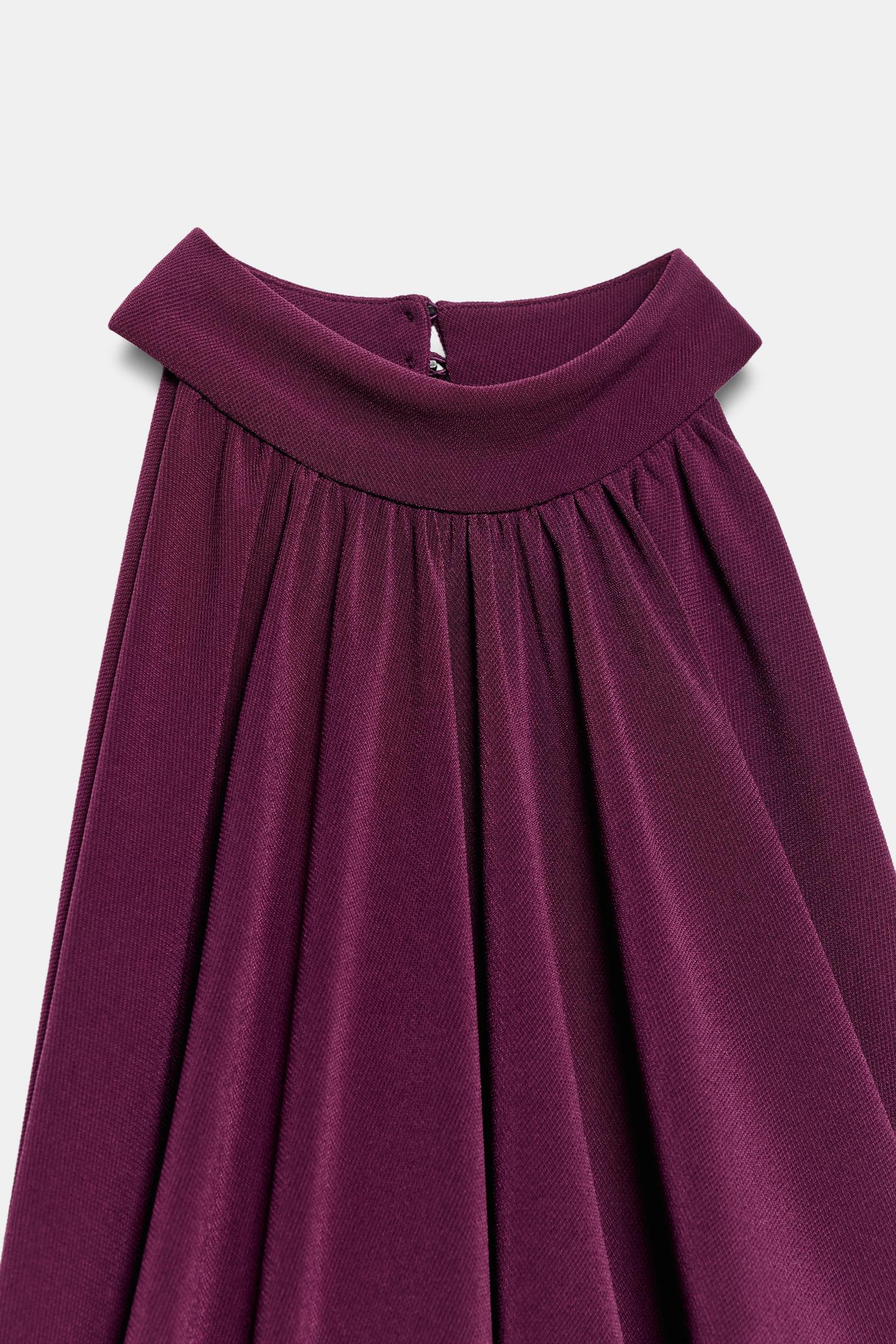 Боди Balloon, завязка на шее — Zara, цвет: Баклажановый — фото 8