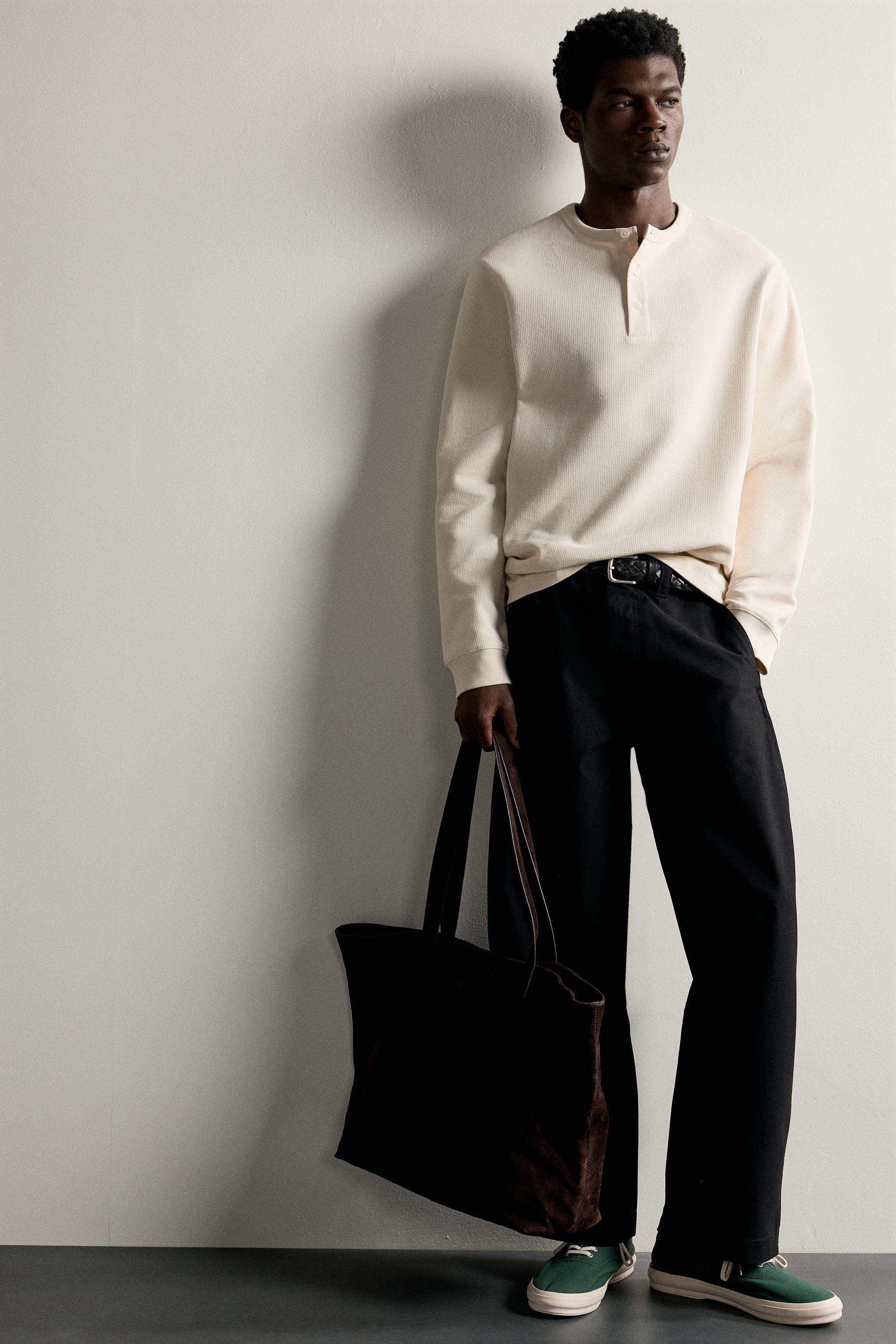 Мужские рубашки Zara TEXTURED HENLEY SHIRT — фото 6
