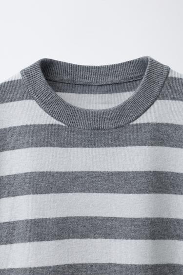 STRIPED KNIT T-SHIRT - Greyish by Zara - Image 2