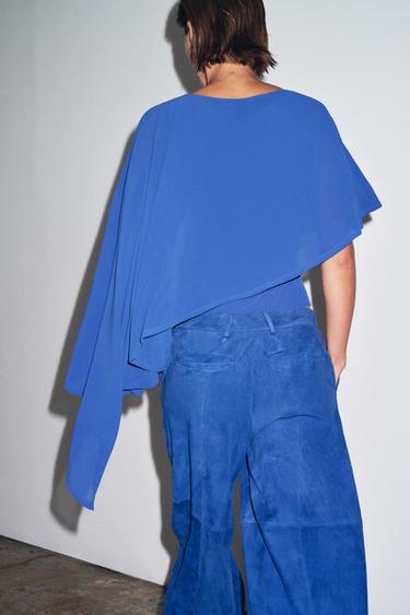 ASYMMETRIC CAPE BODYSUIT - Blue by Zara - Image 4