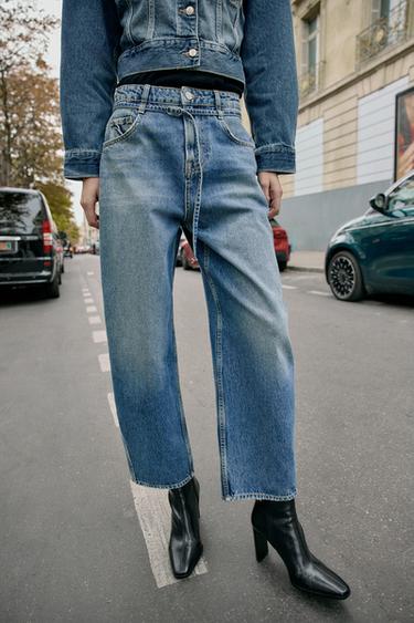 JEANS Z1975 BARREL TIRO MEDIO - Azul medio de Zara