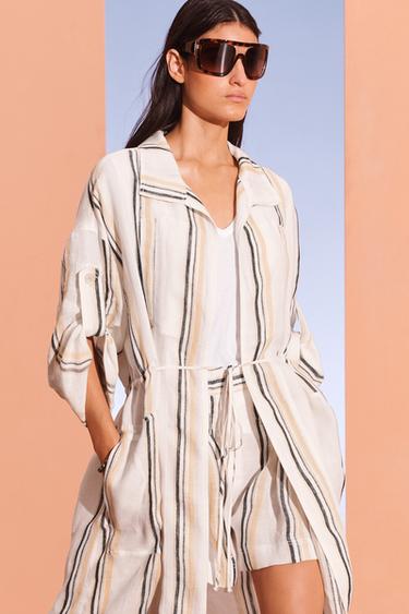PLTD STRP SHRT - Écru de Zara - Image 1