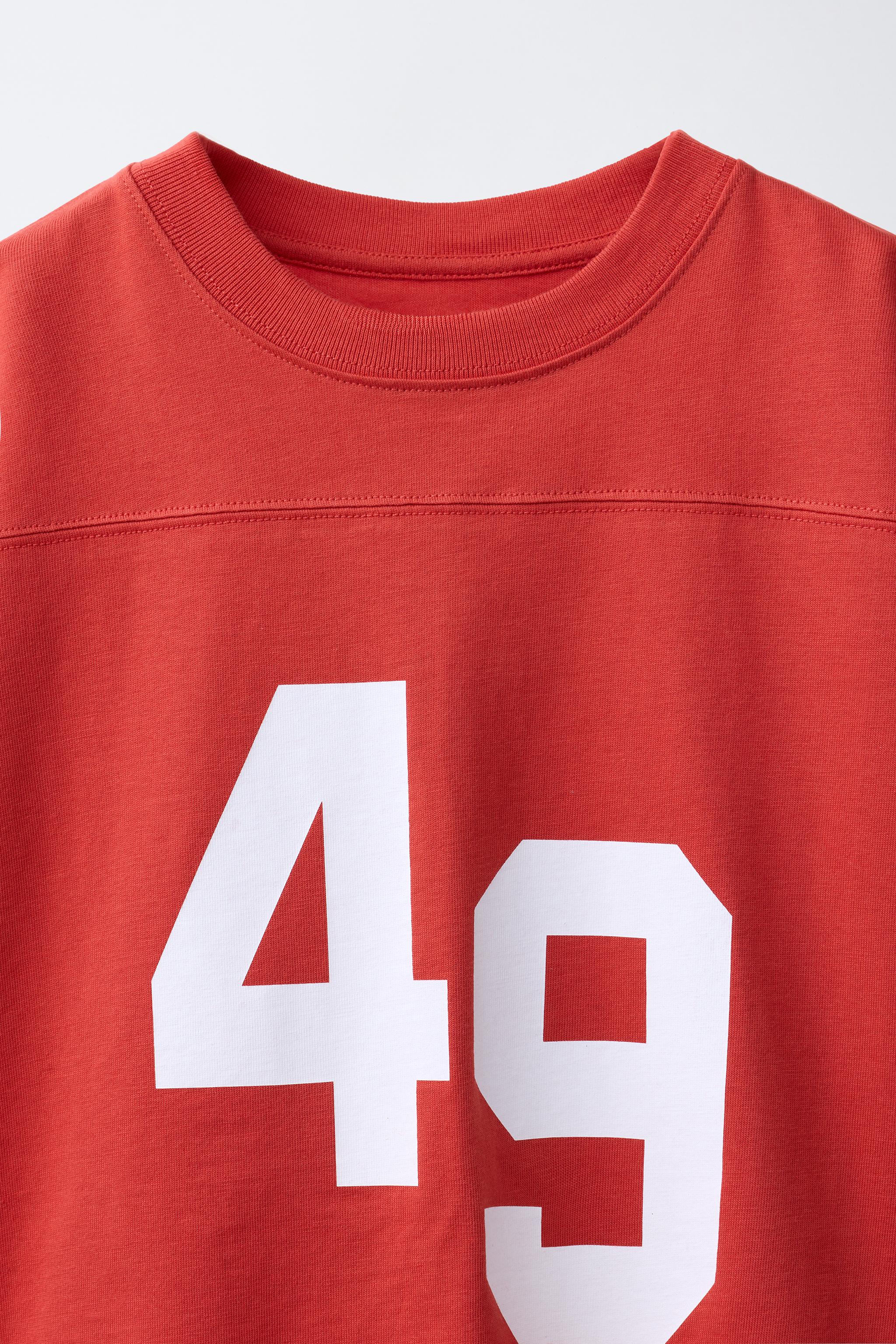 NUMBER AND STRIPE PRINTED T-SHIRT