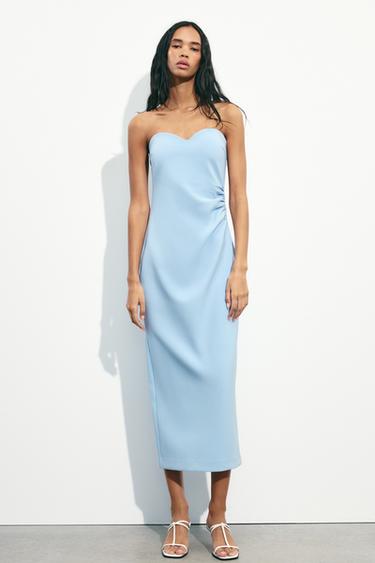 VESTIDO MIDI COM DECOTE CORAÇÃO - Azulão da Zara - Imagem 0