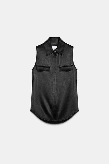 ZW COLLECTION SATIN SHIRT - Black by Zara