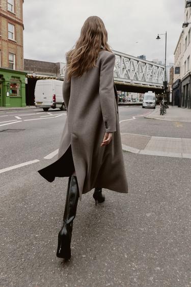 MANTEAU LONG À BOUTONNAGE CROISÉ - Vison foncé de Zara - Image 1