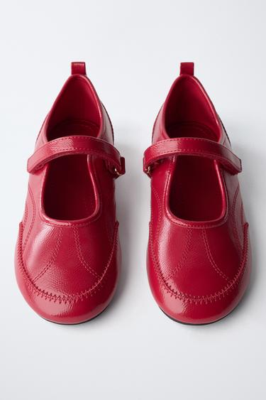 PATENT FINISH SPORTY BALLET FLATS - Red by Zara - Image 3